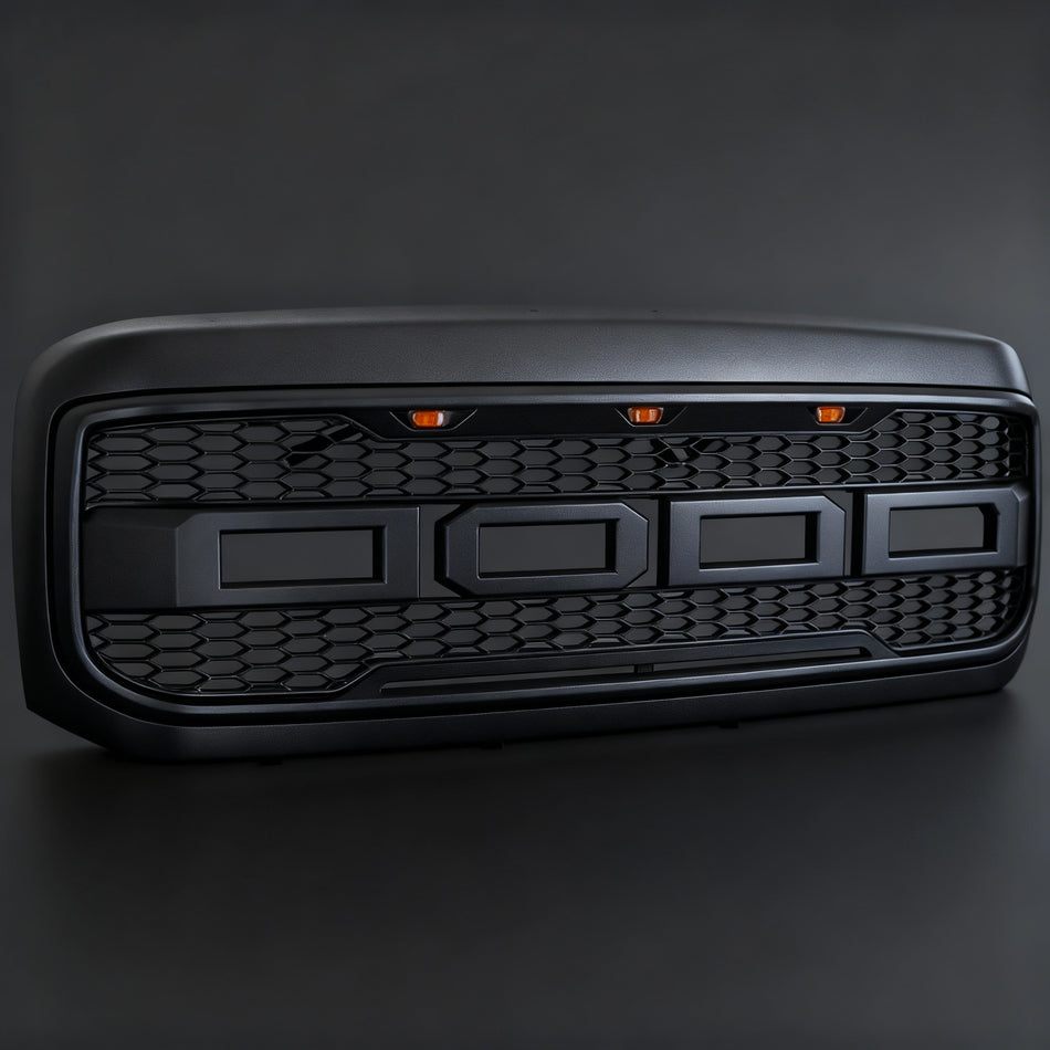 Raptor Style Grill Fit for 2005-2007 F250 F350 Super Duty W/LED Light,W/Letter（Matte Black）