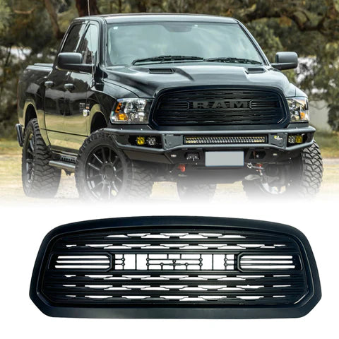 Front Bumper Grille for 2013 2014 2015 2016 2017 2018 Ram 1500 Replacement Grill with Letters( Matte