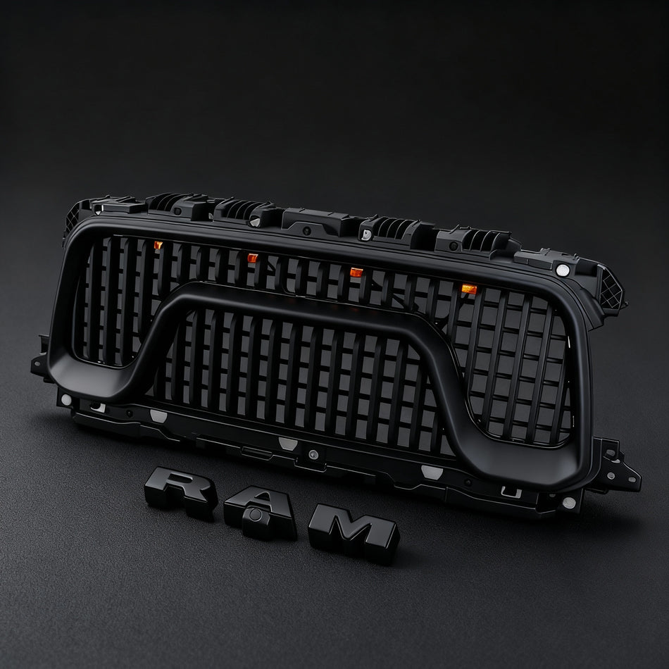 Front Grille for 2019–2023 Dodge RAM 2500/3500 TRD Style Mesh Grille with LED Lights & Letters