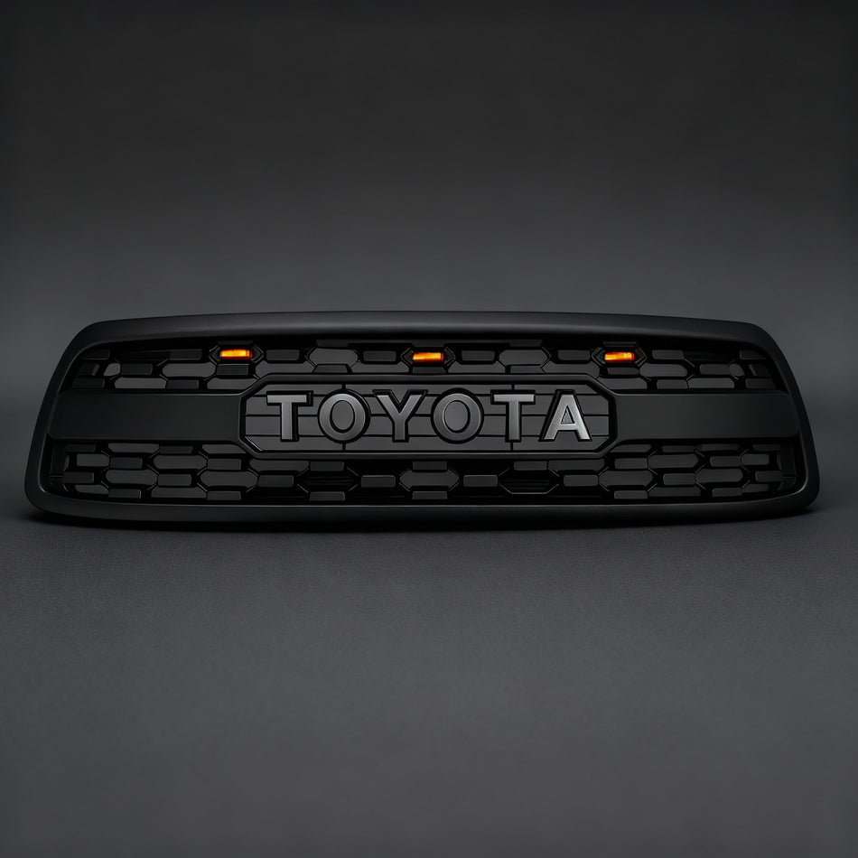 Front Grille for 2000–2002 Toyota Tundra TRD PRO Style Black with Emblem & LED Light