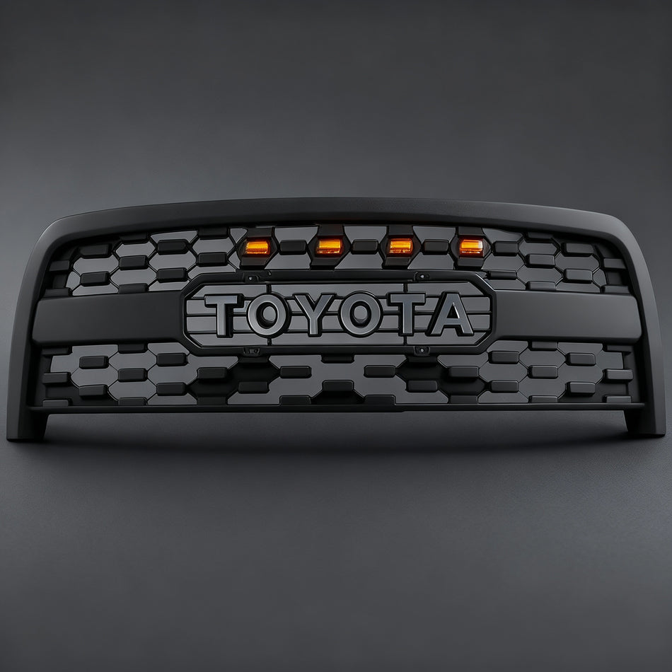 Front Grille for 2003–2006 Toyota Tundra TRD PRO Style Matte Black with LED Lights & Emblem