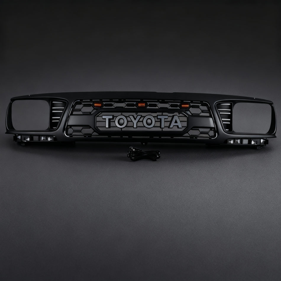 Front Grille for 1995–1997 Toyota Tacoma TRD PRO Style with Emblem & LED Lights