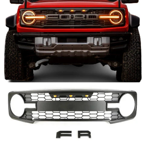 2021-2022 Ford Bronco Raptor Style Grill With Letters & LED Light
