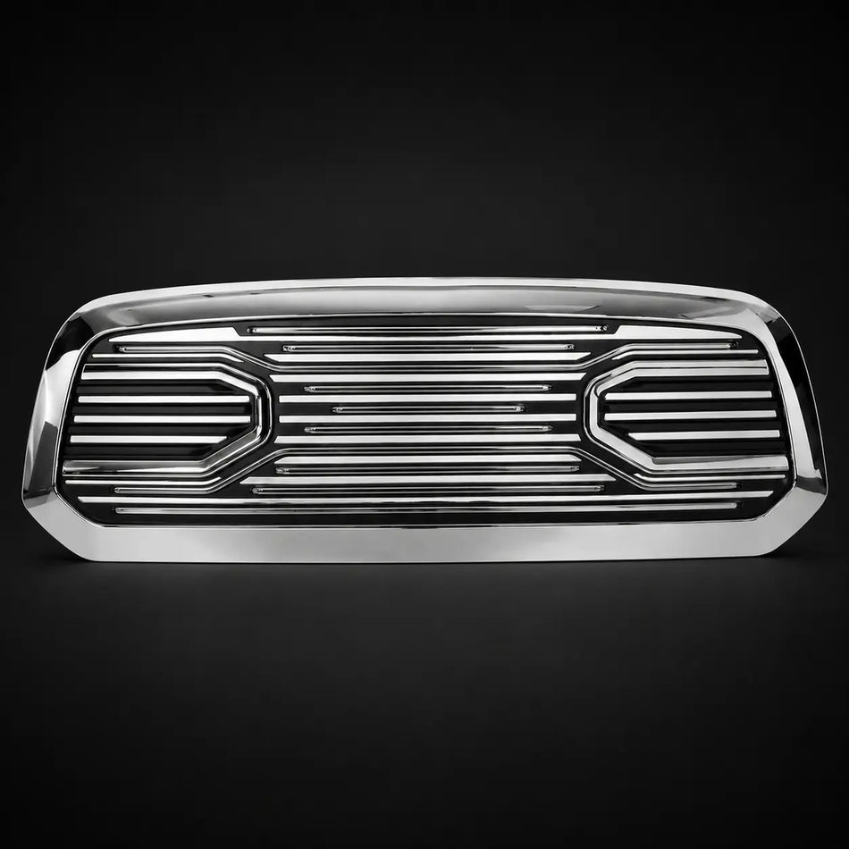 Front Bumper Grille for 2013–2018 Dodge RAM 1500 Big Horn Style Grille with LED Lights – Chrome Finish