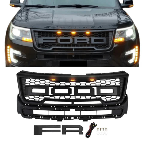 Front Grille For Ford Explorer 2016-2018 Upper Bumper Grill with Letters
