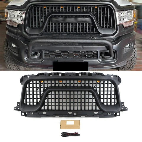 Grille for 2019 2020 2021 2022 2023 Dodge Ram 2500/3500 Mesh Style Grille with Letters and Lights